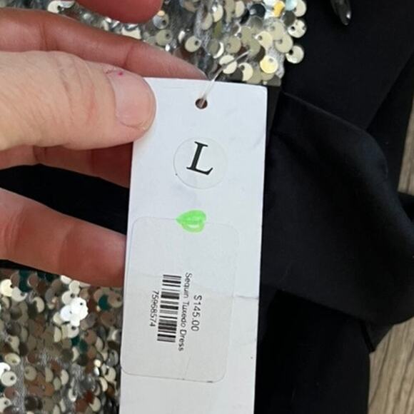 NWT Eye Candy Silver night sequin and black blazer coat combo going out party - Picture 7 of 13